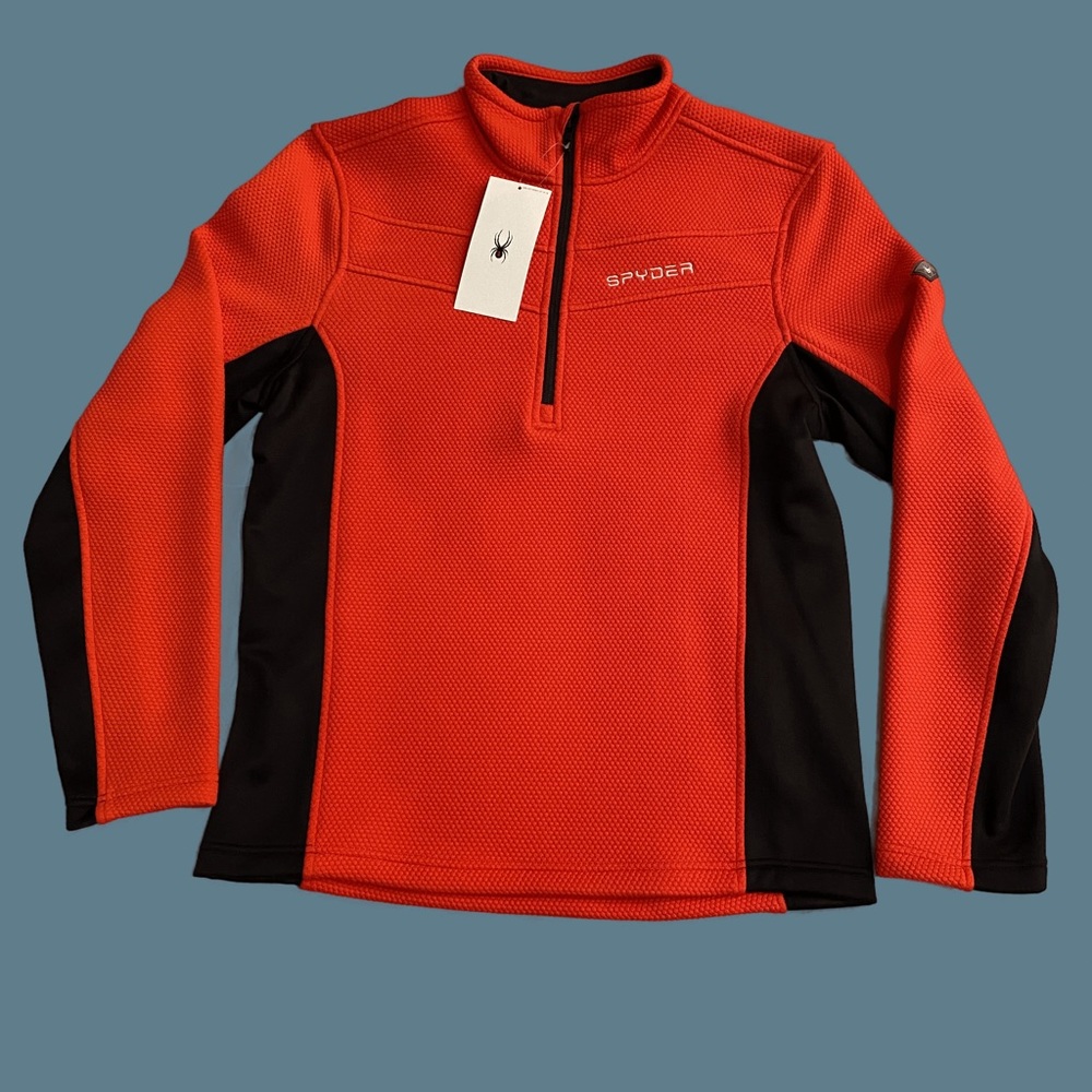 Spyder Encore Half Zip Mens Fleece Jacket, Size L, Red & Black